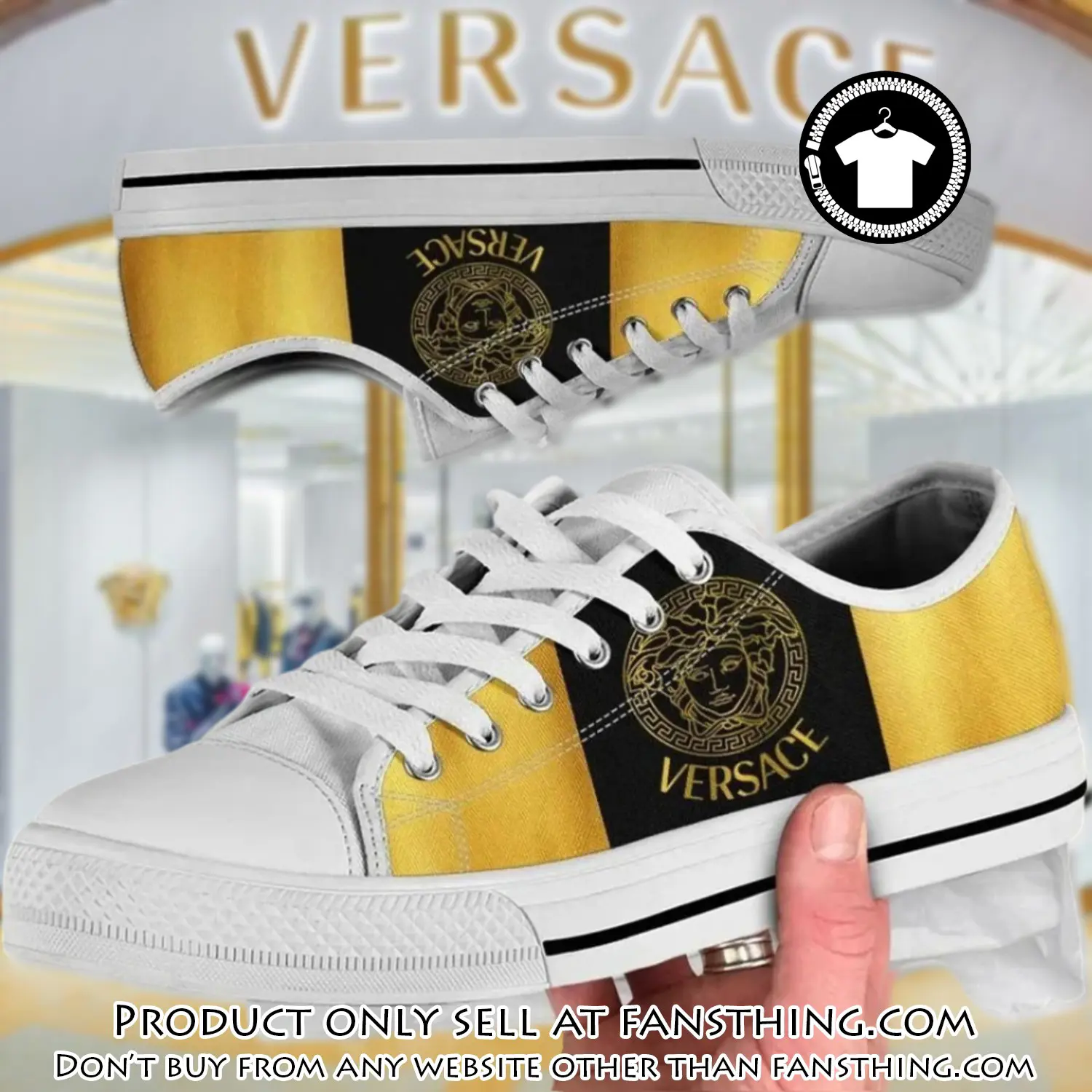 Versace medusa black yellow low top canvas shoes luxury brand gifts for men women fst5547161